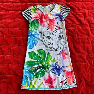 Deux Par Deux Girls Tiger Dress 10 UPF-50